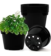 BTPLASTIK 8 Inch Plastic Plant Pots, 15 Pack Sturdy Nursery Pots with Drainage Holes, Flower Plan...