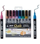 Artkey Metallic Chalk Markers Set - 8 Pack with Reversible Tips (Chisel & Bullet) for Chalkboards...