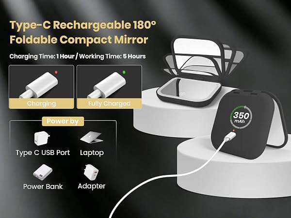 lighted makeup mirror with magnification