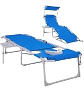 #WEJOY 4 in 1 Tanning Chair with Face Hole & Canopy & Side Table, 5 Positions Adjustable Folding ...