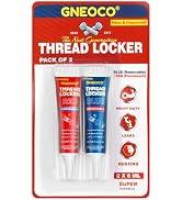 GNEOCO 2 Pack Thread Locker Blue and Red 6mlx2 - Medium and Strong StrengthThreadlocker Metal Glu...