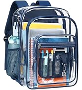 PACKISM Clear Backpack for School - 18 Inch Extra Large Heavy Duty Clear Bookbag for Boys, See Th...