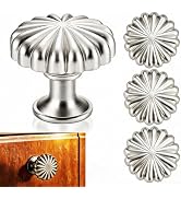 Sutfmwe 4 Pack Oil Rubbed Silver Cabinet Pulls Vintage Flower Knobs Zinc Alloy for Living Room Fu...