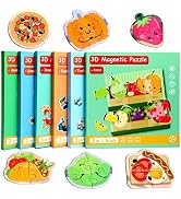 Magnetic Puzzles for Kids Ages 1-3, Travel Toddler Puzzles Ages 2-4 Year, Food Activities Toy for...