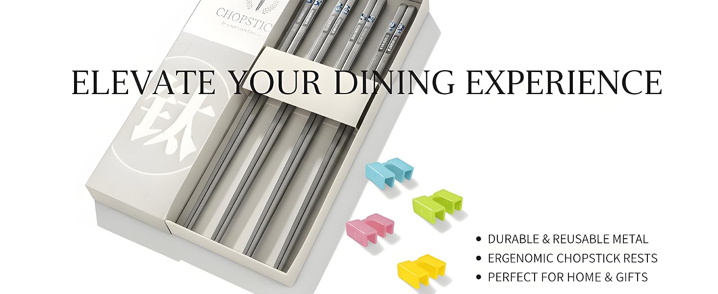 Premium Reusable titanium Chopsticks Set Experience Authentic Asian Cuisine at Home