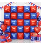Red and Blue Square Foil Balloons Wall, Double Sided Chrome Deep Blue Red Balloons Tunnel Arch Ki...