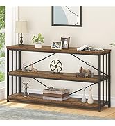 LVB Industrial Console Entryway Table, Metal Wood Rustic Sofa Table with Storage, Farmhouse 3 Tie...
