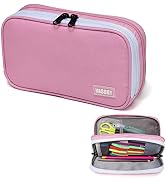Pencil Case,Vaschy Large Capacity Pen Holder Pouch with Double Zippers Multi Compartments Easy Or...
