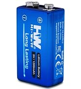 HW Lithium 9V Batteries 8 Pack, 1200mAh Long-Lasting