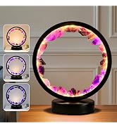 Amethyst Crystal Table Lamp, Natural Healing Crystals Bedside Lamp, 3 Colors Dimming Mode USB Por...