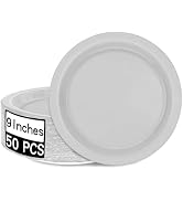 QZYL 50 PCS Paper Plates Set, Silver 9 Inches Disposable Dinner Plates, Heavy Duty Party Plates B...