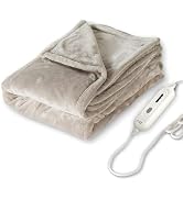 Tefici Electric Heated Blanket Throw, Super Cozy Soft 2-Layer Flannel 50