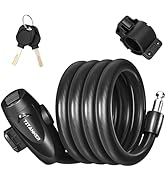 Titanker Bike Lock, 1/2 Inch Thick Bike Lock Cable Coiled Secure Bicycle Lock with Keys Scooter L...