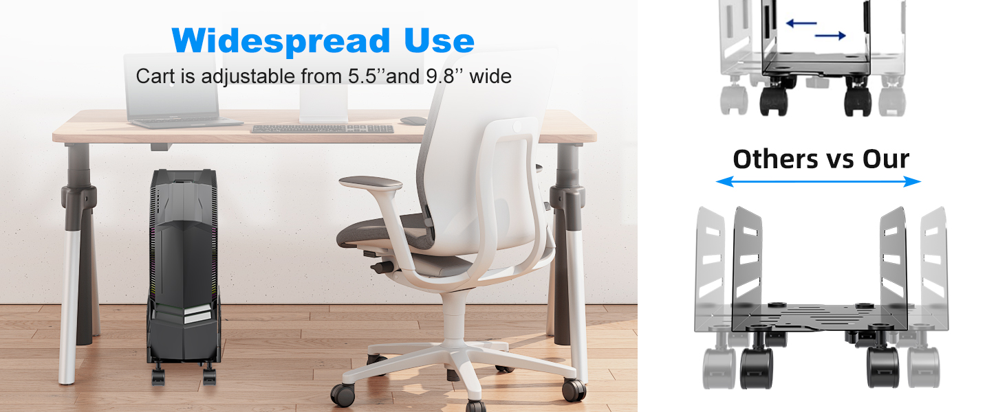 Computer Tower and CPU Stand Adjustable Cart