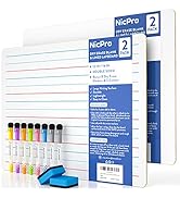 Nicpro Dry Erase Lap Board 12 x 16 inches 2 Pack Ruled Kid Double Sided Blank & Lined Small Lapbo...