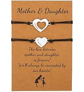 ZJO Mother Daughter Bracelets Set Stainless Steel Matching Heart Wish Jewelry for Mommy and Me Ad...