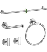 5-Piece Towel Bar Set Brushed Nickel Bathroom Hardware Accessories Set Includes 23.6in Towel Bar ...