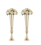2 Pcs 21.3 inches Tall Crystal Flower Stand Wedding Road Lead Tall Flower Holders Centerpiece Cry...