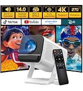 Mini Projector with WiFi 6 and Bluetooth 5.4 Built-in Apps for Bedroom Portable Projector Android...