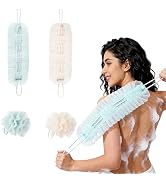 YUMMIS 2Pcs Exfoliating Body Scrubber, Bath Ball Pulling The Back Strip 2 in 1, Back Scrubber for...