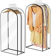 Garment Bags for Hanging Clothes 40” Long, Ultra Clear Suit Bags for Closet Storage, Moving Organ...