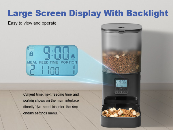 automatic cat feeder with large screen display