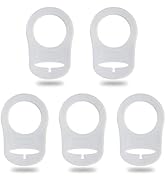 5 Pack Clean Pacifier Clip Silicone Adapter Holder Rings for Pacifier (Food Grade, Clear)