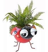 GIFTME 5 Metal Ladybug Flower Planter Garden Pot for Plants Indoor or Outdoor Decorations,7.5Inch
