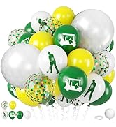 Green Yellow Golf Balloons, with 18 Inch Golf Ball Foil Balloon, 12 Inch White Yellow Green Print...
