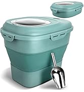 TIOVERY Dog Food Storage Container, Airtight Collapsible 13lb to 30lb Pet Food Container with Fli...