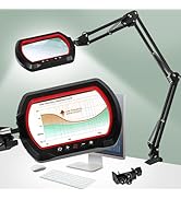 12X Ultra Long 3-Section Swing Arm Lighted Magnifier Lamp, NUEYiO 5.3* 3.2" Square Large Magnifyi...