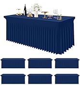 Smiry Spandex Tablecloth 6 Pack, Elastic Fitted Stretch Tablecloth for 6FT Rectangle Tables, Wate...