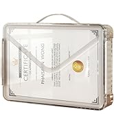 SAYEEC Clear File Storage Box Portable Project Case with Handle Plastic Storage Container with Li...