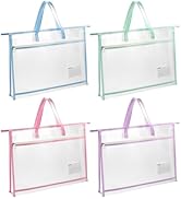 4 Pcs A3 Portable Project Bags for Quilting, Clear Mesh Sewing Project Bag with Zipper Handle Cle...