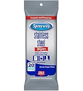 Sprayway Stainless Steel Wipes (Water-Based), 20ct, Pack of 12 | Pre-Moistened, Streak-Free Formu...