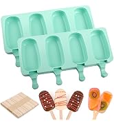 WMKGG Popsicle Silicone Molds Set, 2 PCS Ice Cream Molds with 50 Wooden Sticks for Cake Pop, Ice ...