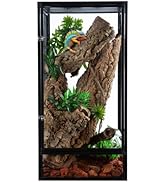 REPTI ZOO 18" x 18" x 36" Front Opening Chameleon Cage with 3-Sided Metal Mesh, 50 Gallon Screen ...