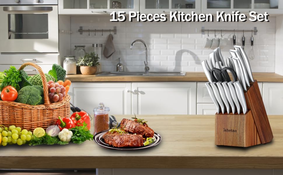 15 Pcs Kitchen Knife Sets