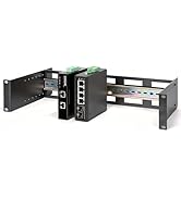 Intellinet 2U Adjustable 19-Inch Rackmount DIN Rail Kit, Depth-Adjustable 48–174 mm, Heavy-Duty A...
