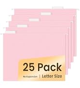 SUNEE 25 Pack Hanging File Folders, Pink Folders, Hanging File Folders Letter Size with 1/5-cut T...