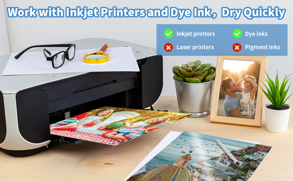 Work with Inkjet Printers and Dye Ink, Dry Quickly