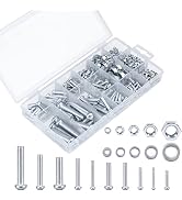 KURUI 500pcs Machine Screws Assortment Kit with Hardware Hex Nuts & Flat Washers, 130 Phillips Bo...