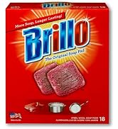 Brillo Steel Wool Soap Pads, Long Lasting, Original Scent Cleaning, 18 Count (Original, 18 Count ...