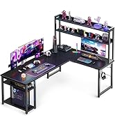 ODK L Shaped Gaming Desk with Hutch, Computer Desk with Storage Shelves, 66" L Shaped Desk for Ho...