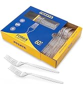 POSATE Heavy Duty Plastic Forks, Clear Disposable, Pack of 60