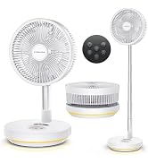 Primevolve Portable Rechargeable Oscillating Fan, Battery Operated Fan Adjustable Height, USB Hom...