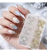 Christmas Snowflake Nail Charms, 3D Alloy Gold Silver Snow Flake Nail Design, Winter Mini Snow Fl...
