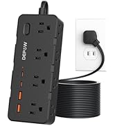 DEPOW 2 Prong Power Strip, 10 FT Extension Cord, 2 to 3 Prong Outlet Adapter with 8 AC & 4 USB Po...