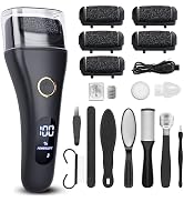 Electric Foot File Callus Remover for Feet - 6pcs Larger Grinding Head&3Speed, Pedicure Kit Foot ...
