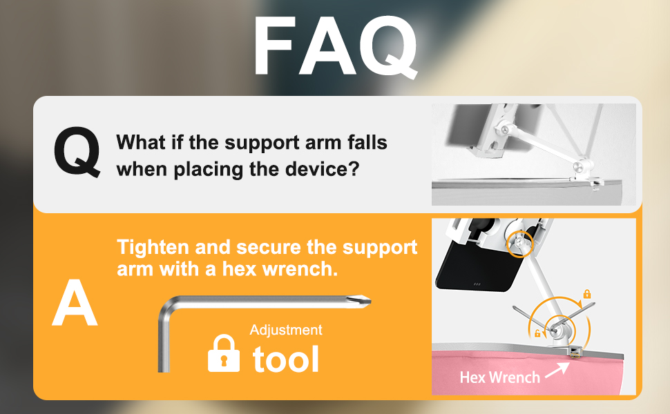What if the support arm falls when placing the device?